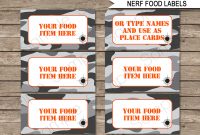 Nerf Party Food Labels Template – Gray Camo  Nerf Party Food  Nerf with regard to Food Label Template For Party