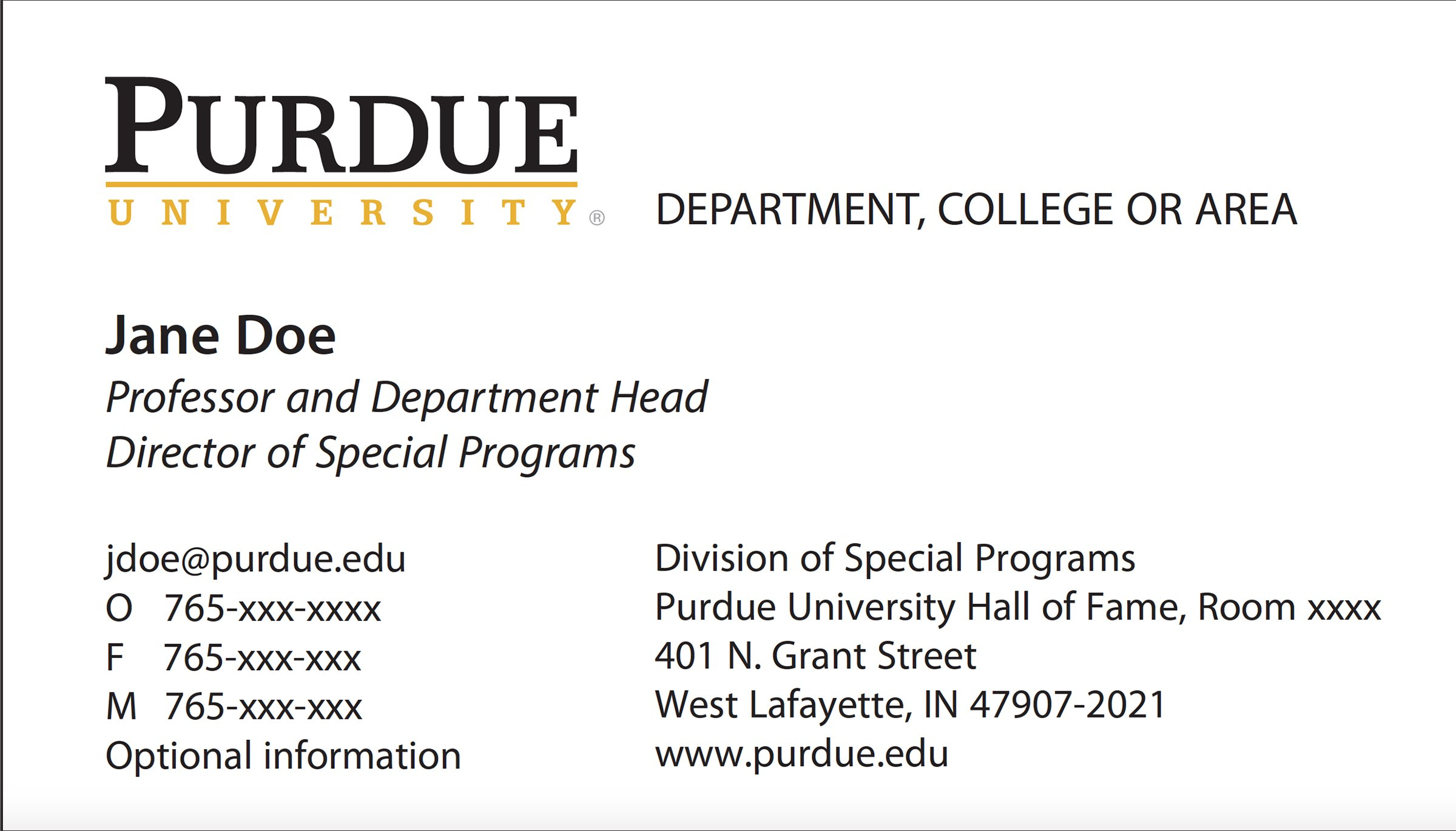 New Business Card Template Now Online  Purdue University News with Student Business Card Template