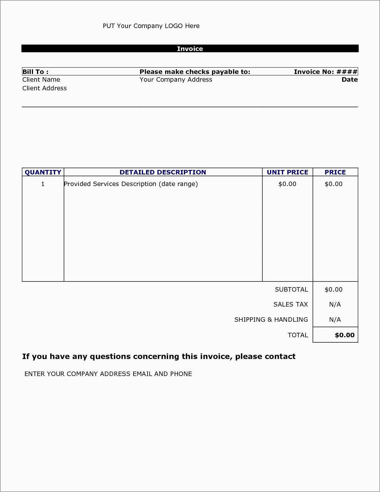 New Free Invoice Template For Word   Best Of Template with regard to Invoice Template Word 2010