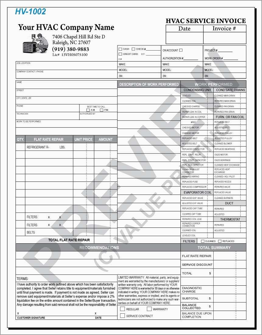 New Hvac Service Invoice Template Free  Best Of Template in Hvac Service Order Invoice Template