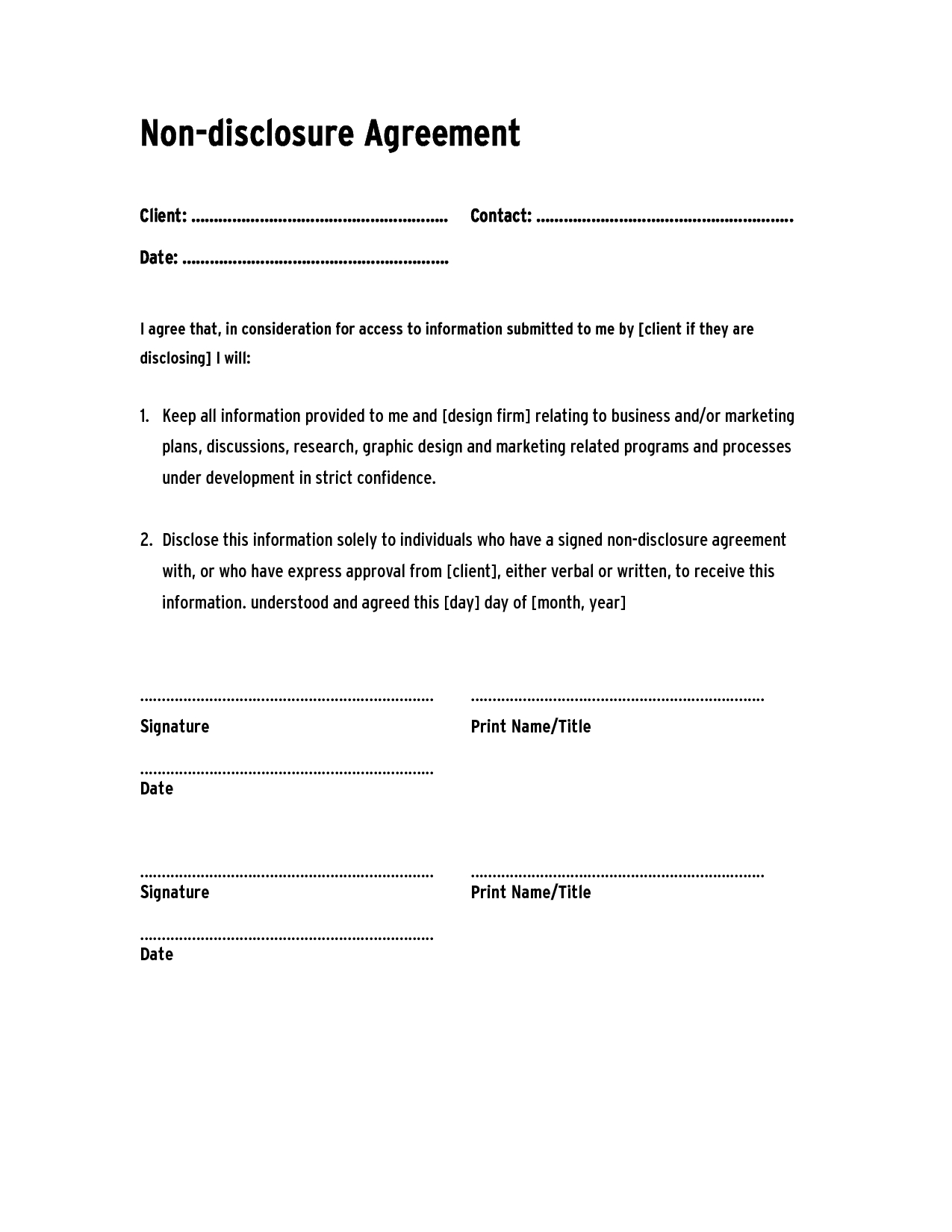 Non Disclosure Agreement Template Confidentiality Agreement within Payroll Confidentiality Agreement Template