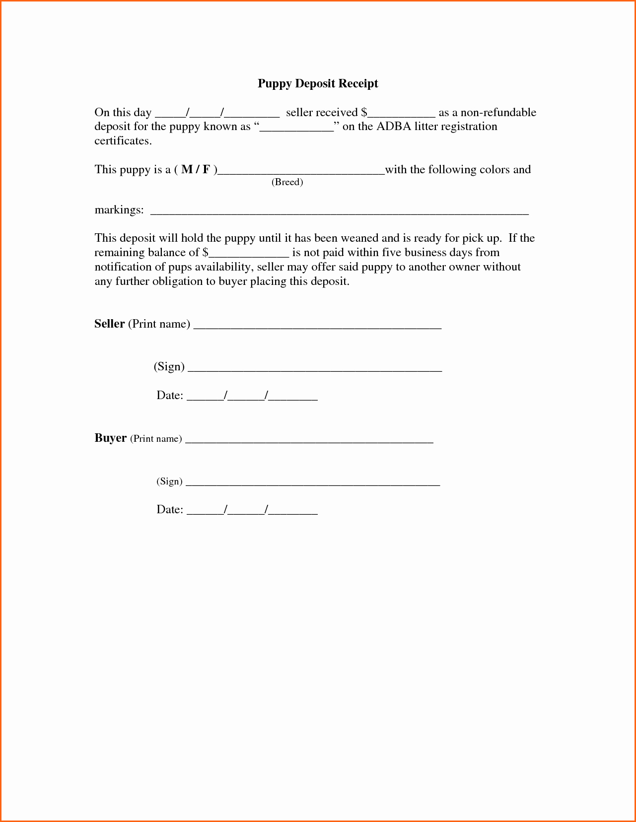 Non Refundable Deposit Agreement Template  Pictimilitude for Non Refundable Deposit Agreement Template