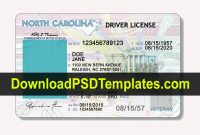 North Carolina Drivers License Template Nc Editable Psd regarding Georgia Id Card Template