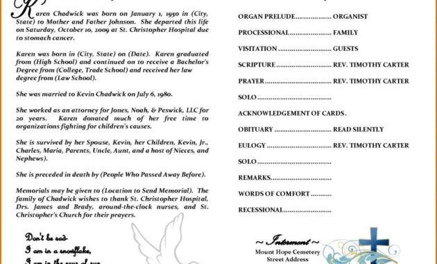 Obituary Template Free  Template Business inside Free Obituary Template For Microsoft Word