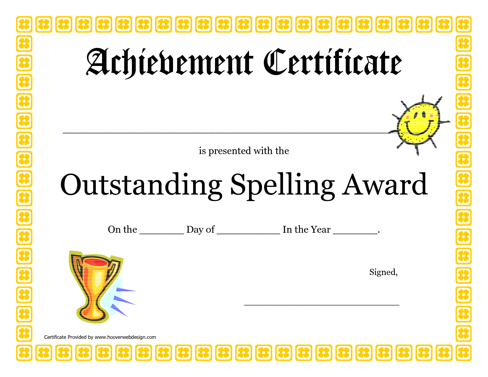 Outstanding Spelling Award Printable Certificate Pdf Picture  Pta for Spelling Bee Award Certificate Template