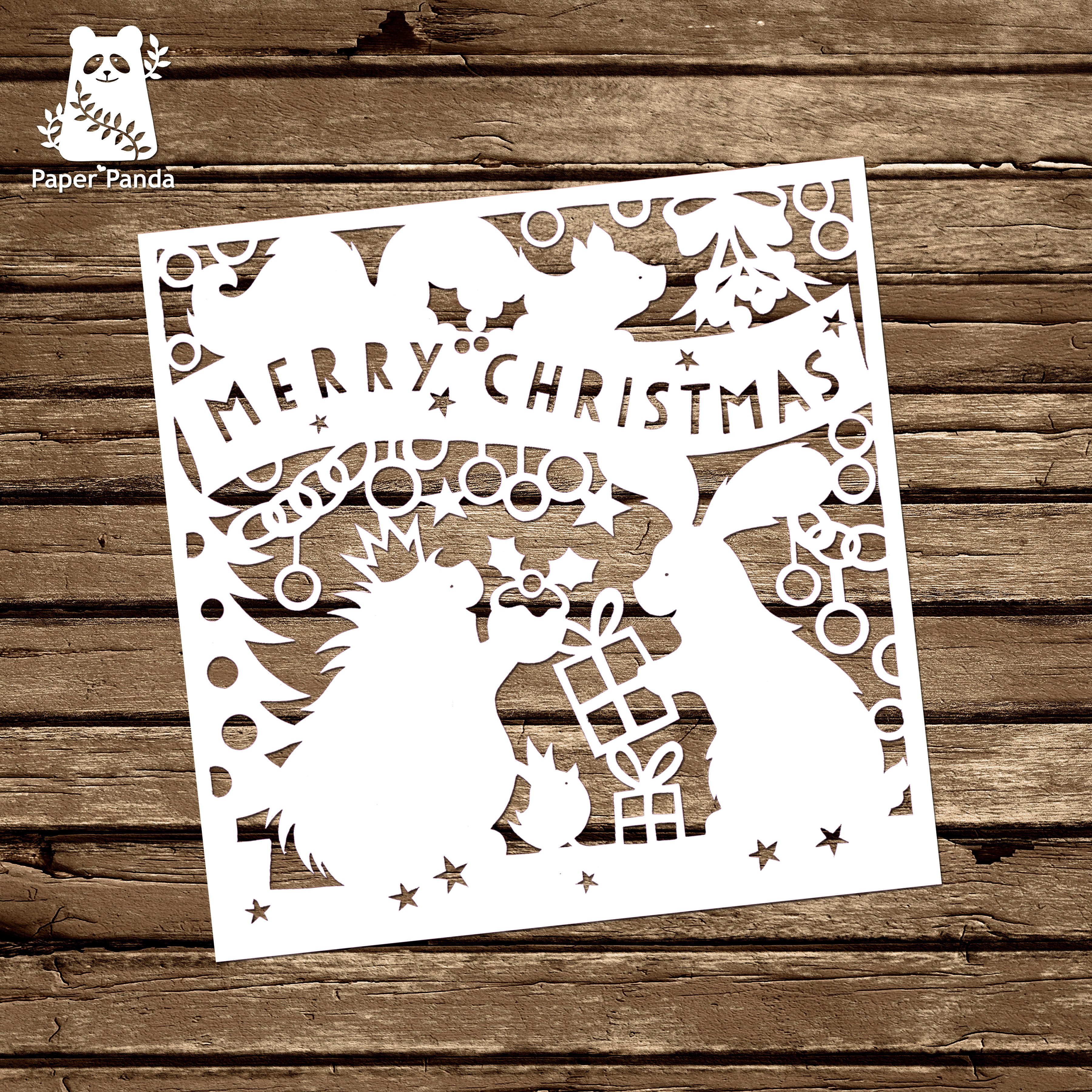 Papercut Diy Design Template  'woodland Friends Christmas Card with Diy Christmas Card Templates