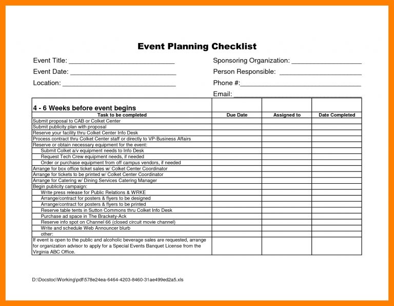 Party Planning Template Plan Checklist For ~ Tinypetition intended for ...
