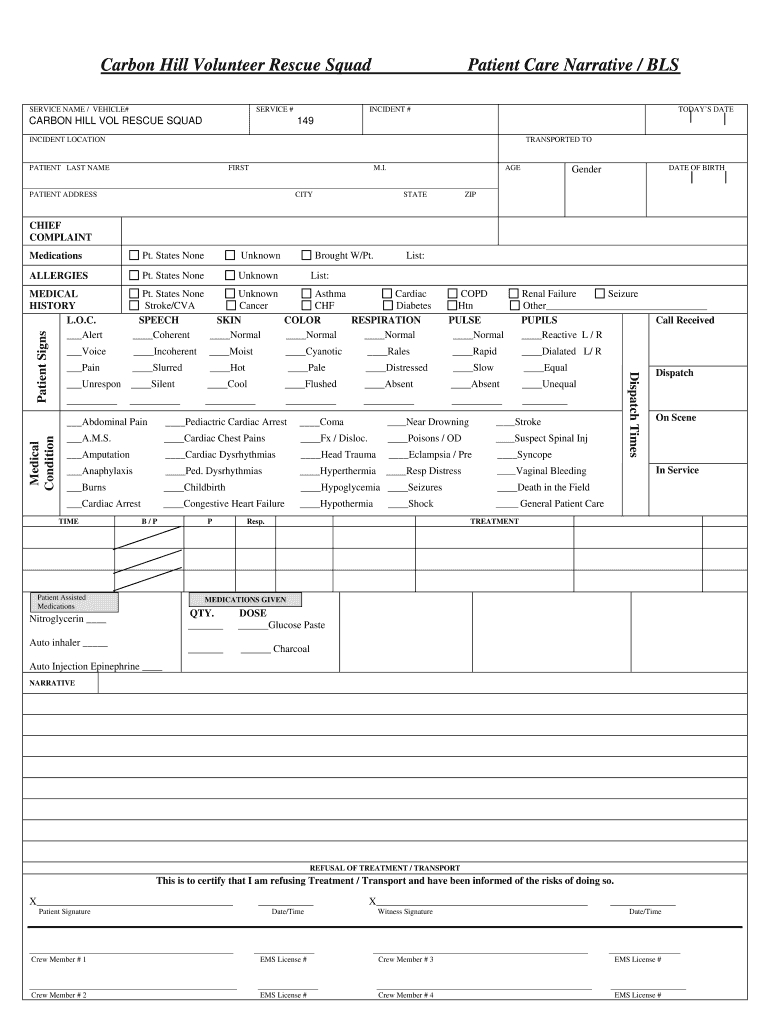 Patient Care Report Template  Fill Online Printable Fillable in Patient Care Report Template