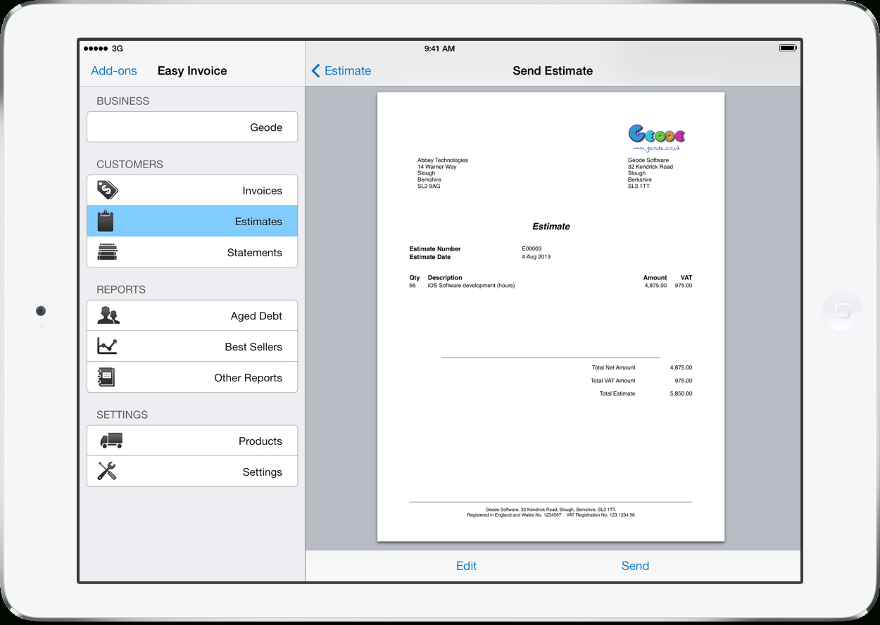 Pdf Invoicing For Ipad Iphone And Mac  Easy Invoice for Ipad Invoice Template