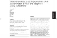 Pdf Sponsorship Effectiveness In Professional Sport An Examination inside Sports Sponsorship Agreement Template