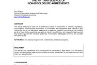 Pdf The Art And Science Of Nondisclosure Agreements throughout Non Disclosure Agreement Template For Research