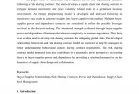Pdf Using Risk Sharing Contracts For Supply Chain Risk Mitigation throughout Risk Sharing Agreement Template