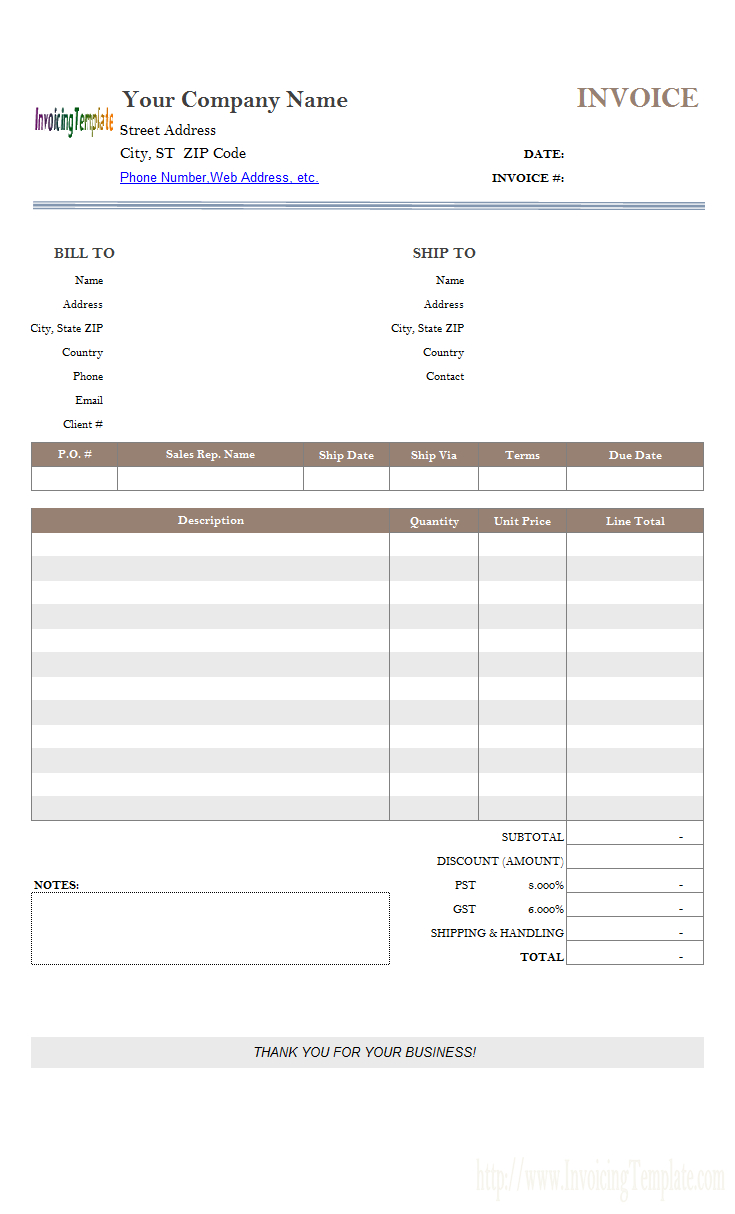 Personal Invoice Template Free with regard to Private Invoice Template
