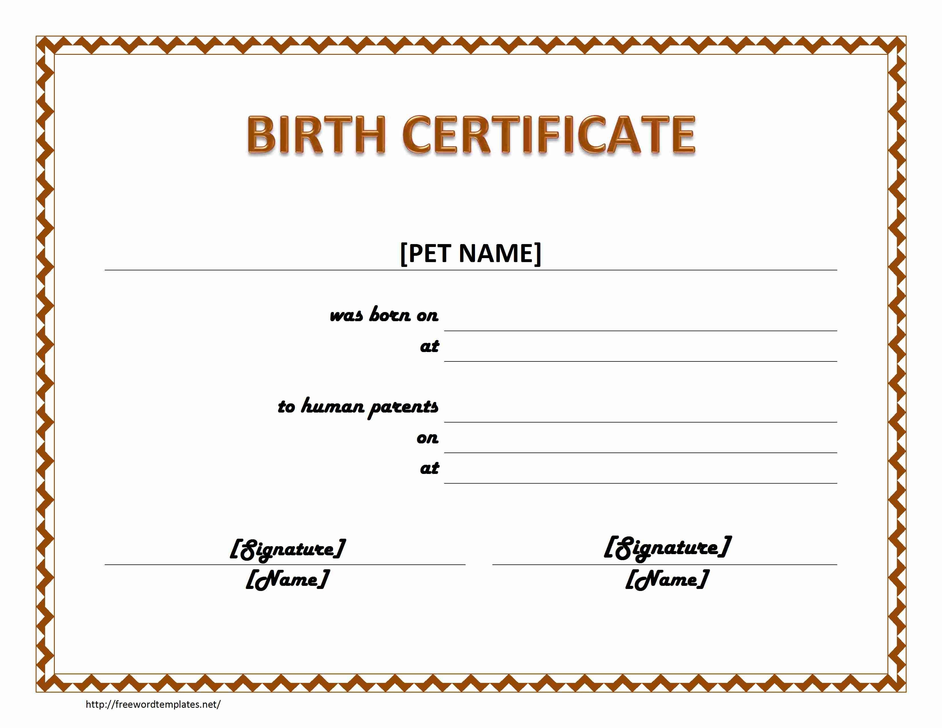 Pet Birth Certificate Maker  Pet Birth Certificate For Word  Puppy pertaining to Editable Birth Certificate Template