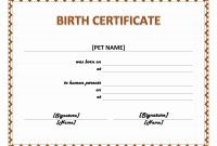 Pet Birth Certificate Maker  Pet Birth Certificate For Word  Puppy with Girl Birth Certificate Template