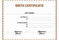 Pet Birth Certificate Template  Ms Word Templates within Birth Certificate Templates For Word