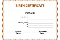 Pet Certificate Of Birth X Pet Birth Certificate Template within Birth Certificate Fake Template