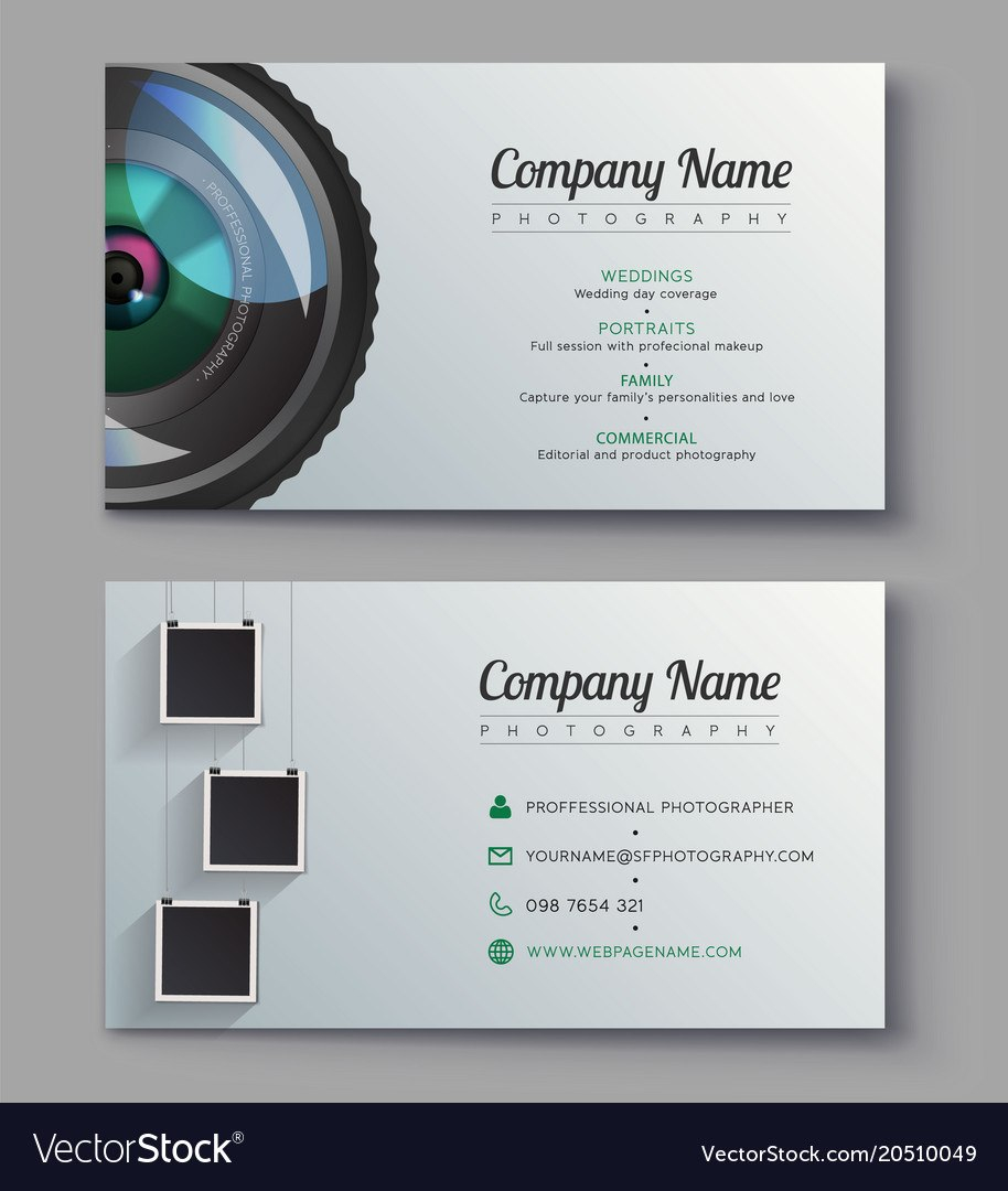 Photographer Business Card Template Design For Vector Image inside Photography Business Card Templates Free Download