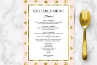 Pink And Gold Menu  Wedding Templates  Hands In The Attic within Bridal Shower Menu Template