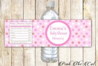 Pink Baby Shower Water Bottle Labels Printable Bottle Labels  Etsy with Baby Shower Water Bottle Labels Template