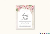 Pink Floral Save The Date Card Design Template In Psd Word in Save The Date Template Word