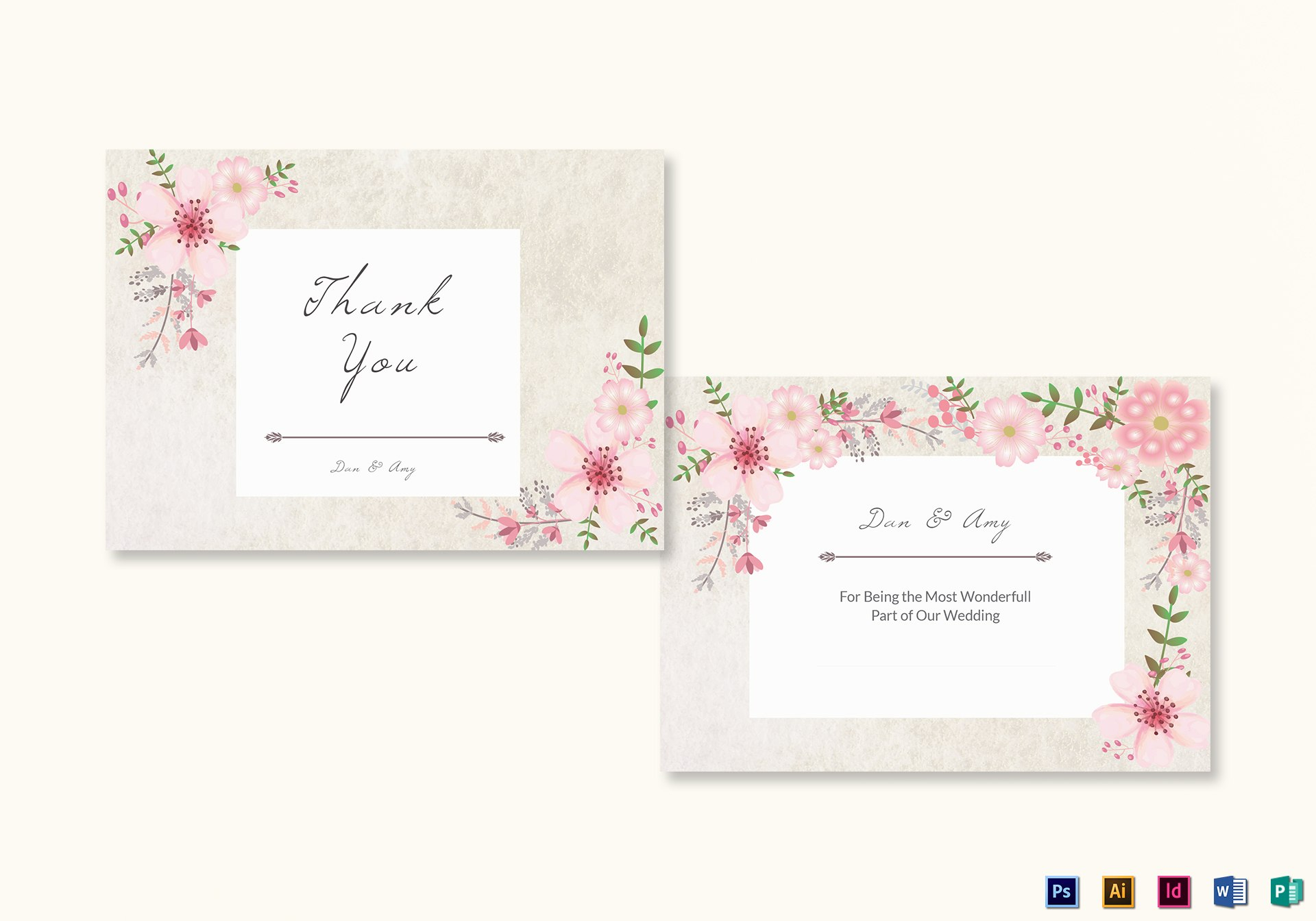 Pink Floral Thank You Card Design Template In Psd Word Publisher with Thank You Card Template Word
