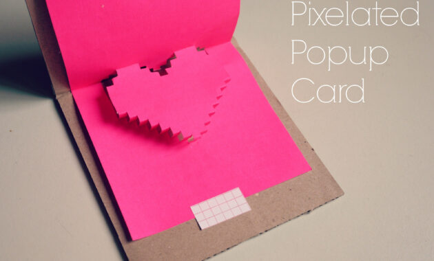 Pixelated Popup Card – Mono And Co with Pixel Heart Pop Up Card Template