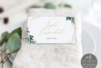 Place Card Template Editable Instant Download Greenery Geometric with regard to Michaels Place Card Template