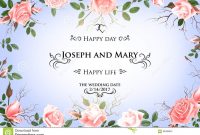 Postcard With Delicate Flowers Roses Wedding Invitation Thank You for Save The Date Banner Template