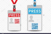 Press Journalist Vertical Badge Empty Template With Blue And Red intended for Media Id Card Templates