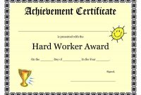 Printable Achievement Certificates Kids  Hard Worker Achievement inside Certificate Of Accomplishment Template Free