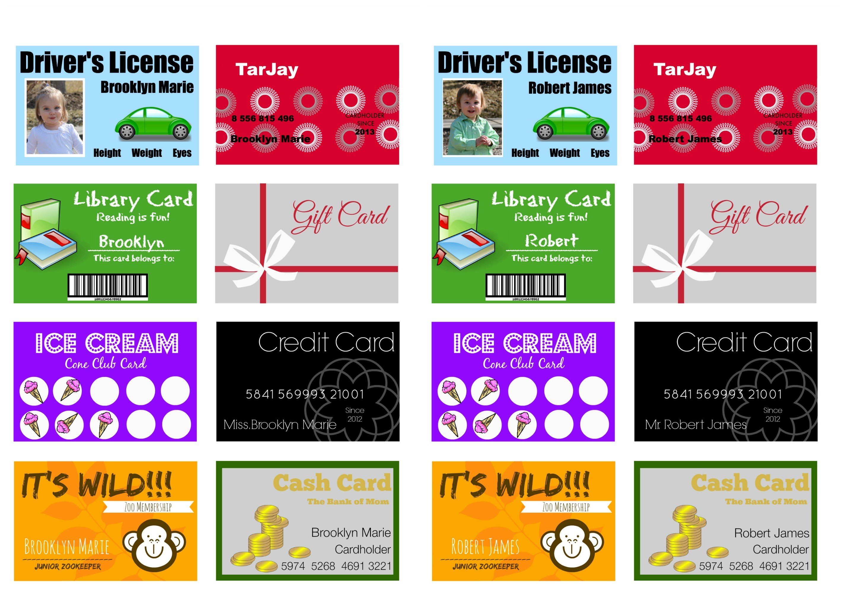 Printable And Customizable Play Credit Cards  The Crazy Craft Lady throughout Credit Card Template For Kids