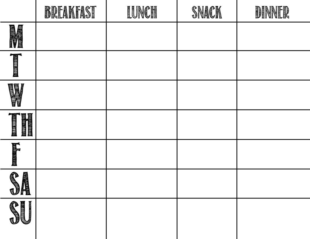 Printable Blank Chart Templates   Meal Prep Planner Templates In inside Menu Chart Template