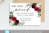Printable Burgundy Moving Card Template Editable We've  Etsy with regard to Moving Home Cards Template