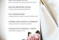 Printable Dinner Party Menu Template  Party Planning  Wedding Food for Baby Shower Menu Template Free