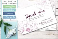 Printable Funeral Thank You Cards Personalized Sympathy Thank  Etsy for Sympathy Thank You Card Template