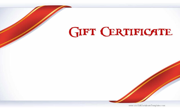 Printable Gift Certificate Templates throughout Fillable Gift Certificate Template Free
