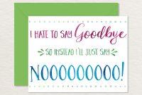 Printable Goodbye Card  Funny Goodbye Card  Printable  Etsy pertaining to Goodbye Card Template