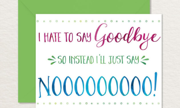 Printable Goodbye Card  Funny Goodbye Card  Printable  Etsy pertaining to Goodbye Card Template