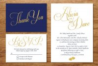 Printable Navy Blue And Gold Wedding Invitationwedding Invitation with Wedding Card Size Template