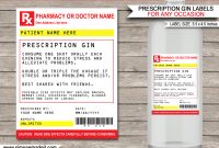 Printable Prescription Gin Labels Template  Liquid Chill Pills regarding Prescription Bottle Label Template