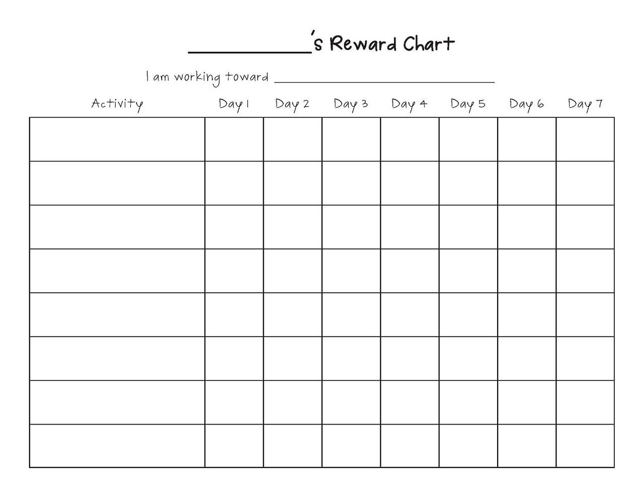 Printable Reward Chart Template  Printable Reward Charts Template inside Blank Reward Chart Template