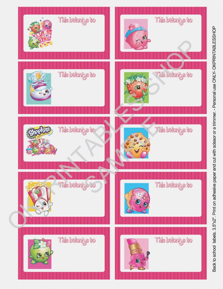Printable Shopkins Labels For School Suppliesokprintables On within ...