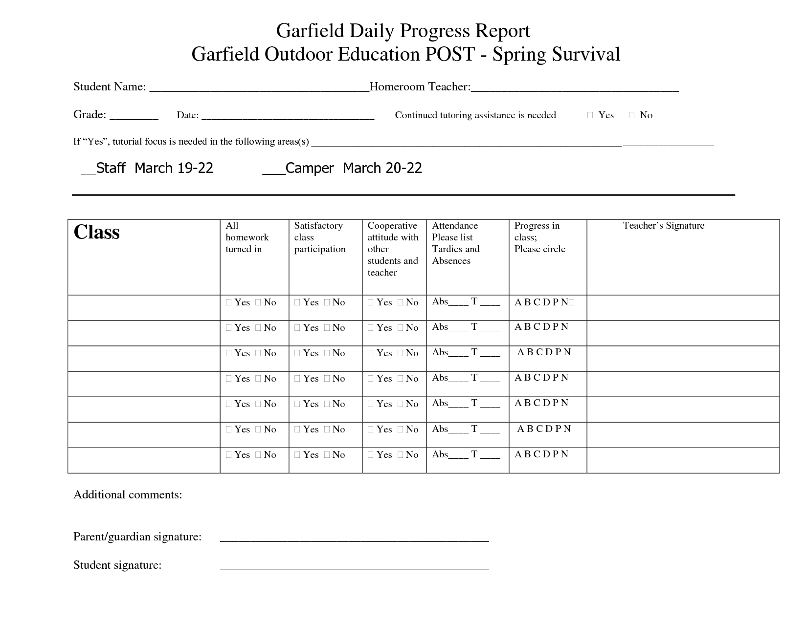 Printable Student Progress Report Template  Progress Reports with Student Progress Report Template