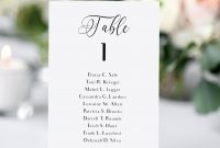 Printable Table Number Cards With Guest Names Black And White within Table Number Cards Template