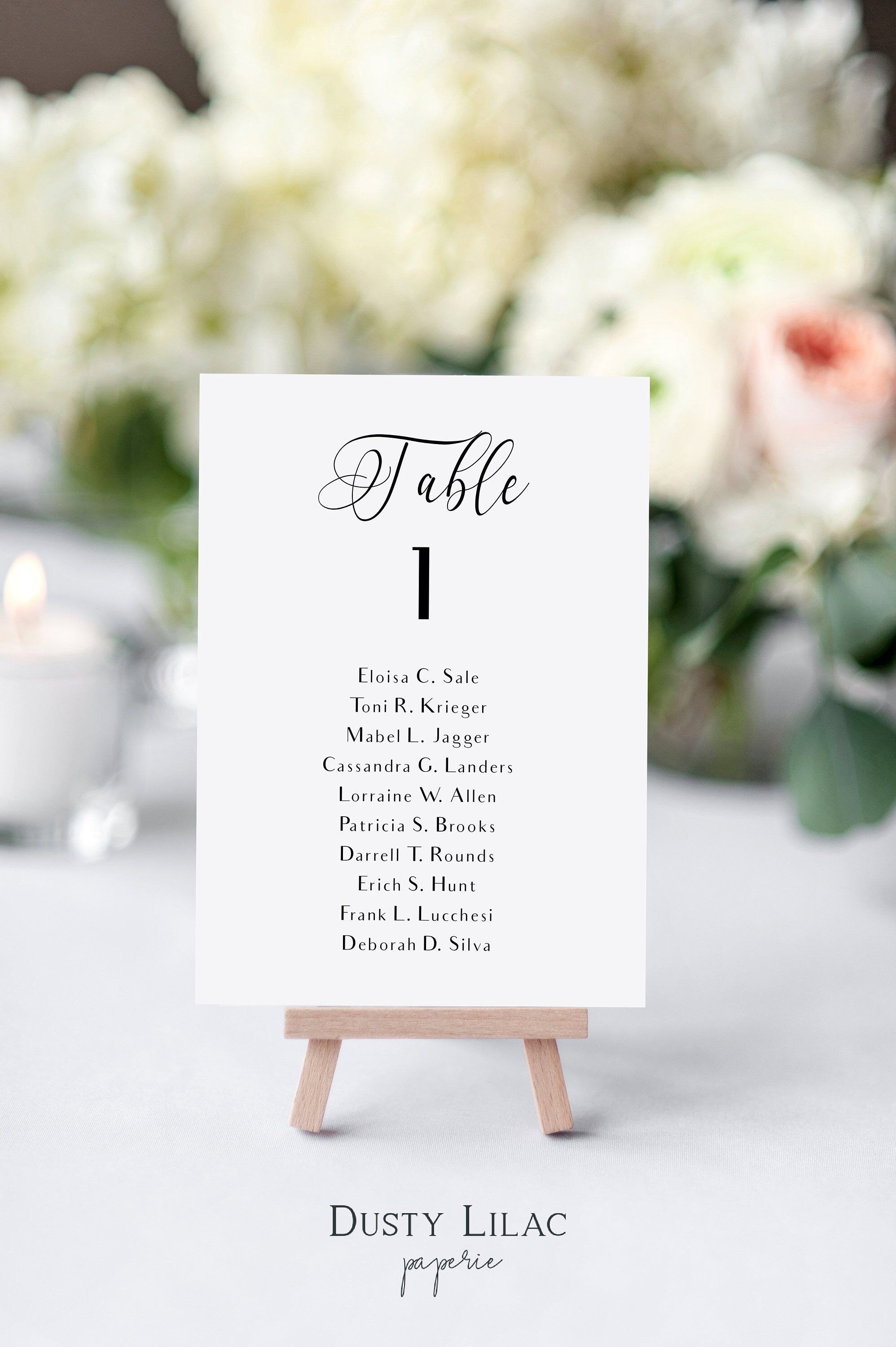 Printable Table Number Cards With Guest Names Black And White within Table Number Cards Template