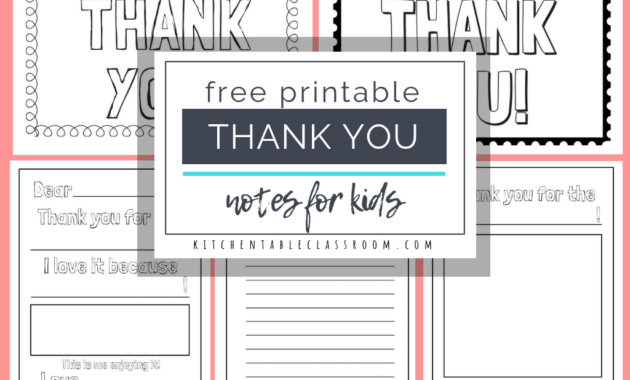 Printable Thank You Cards For Kids  The Kitchen Table Classroom intended for Thank You Card For Teacher Template