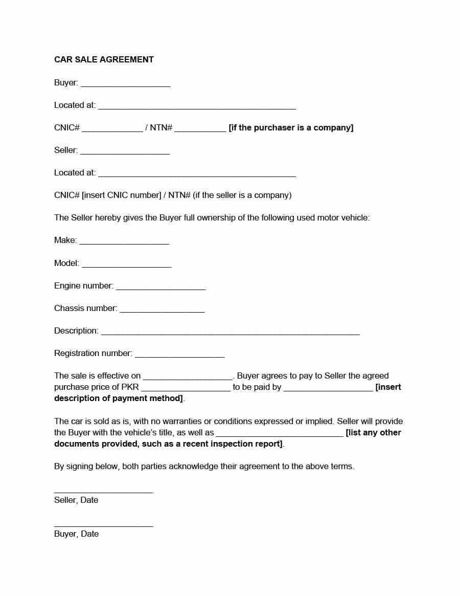 Printable Vehicle Purchase Agreement Templates ᐅ Template Lab for Car Purchase Agreement Template