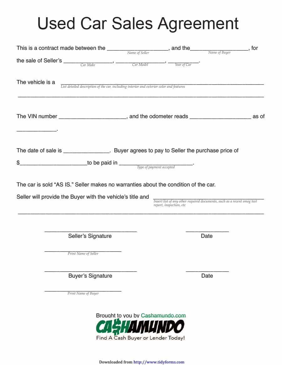 Printable Vehicle Purchase Agreement Templates ᐅ Template Lab with regard to Car Purchase Agreement Template