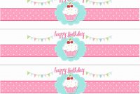 Printable Water Bottle Labels Free Templates Unique Cupcake Themed in Free Printable Water Bottle Label Template